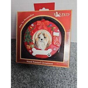 Shih Tzu Hand Painted Christmas Dog Ornament .This Can Be Personalized For You